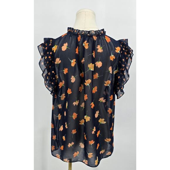 Cabi Blue Sunset Kiss Flutter Sleeve Top - Picture 3 of 5